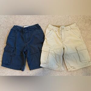 LOT 2 Old Navy Boys Size 10 Cargo Khaki & Navy Blue Shorts Pockets